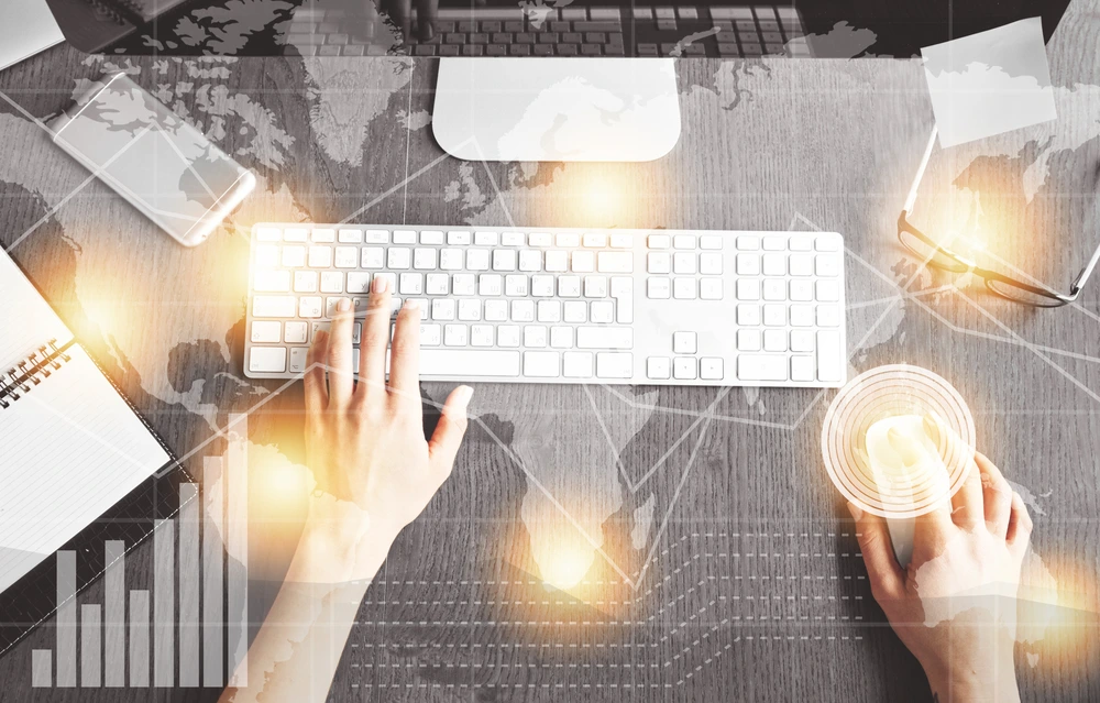 Conceptual illustration showing how automation in outsourcing enhances global process efficiency.